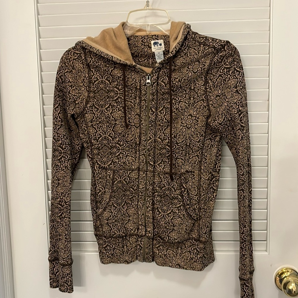 John robshaw for Lucky. Zip up hoodie. Brown/tan. Size XS